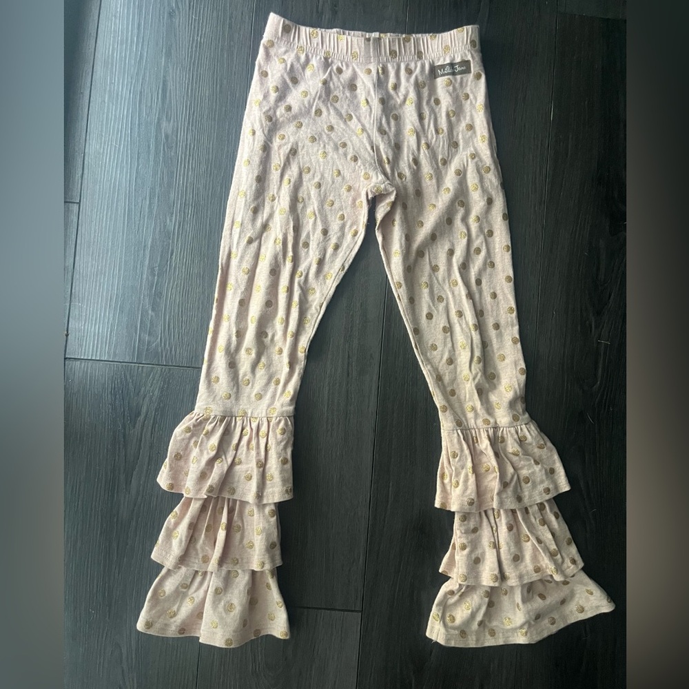 Size 8 Matilda Jane pink and gold ruffle pants